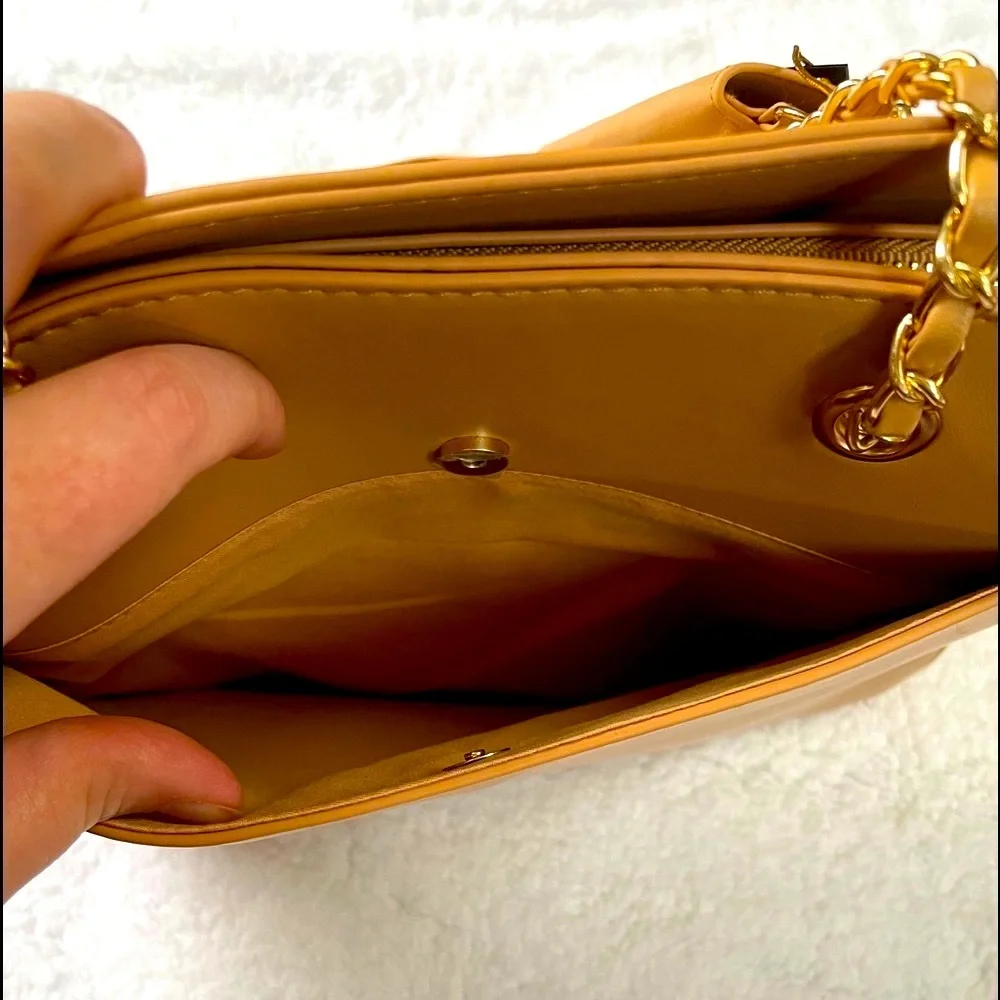 Bebe tan tote with beaded branding and card case